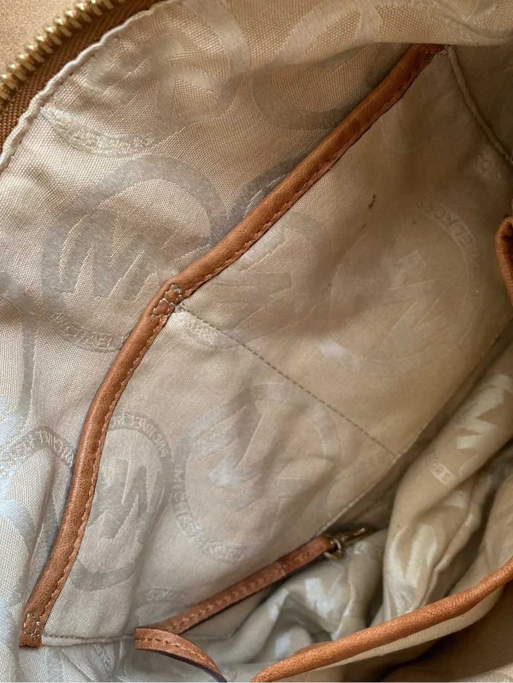 Michael Kors Brown Leather Hand Bag with Gold Hardware
